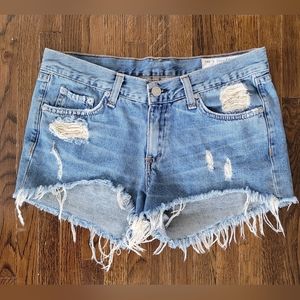 RAG & BONE Light Distressed Winnie Fray Hem Cut-Off Denim Jean Shorts, sz 26